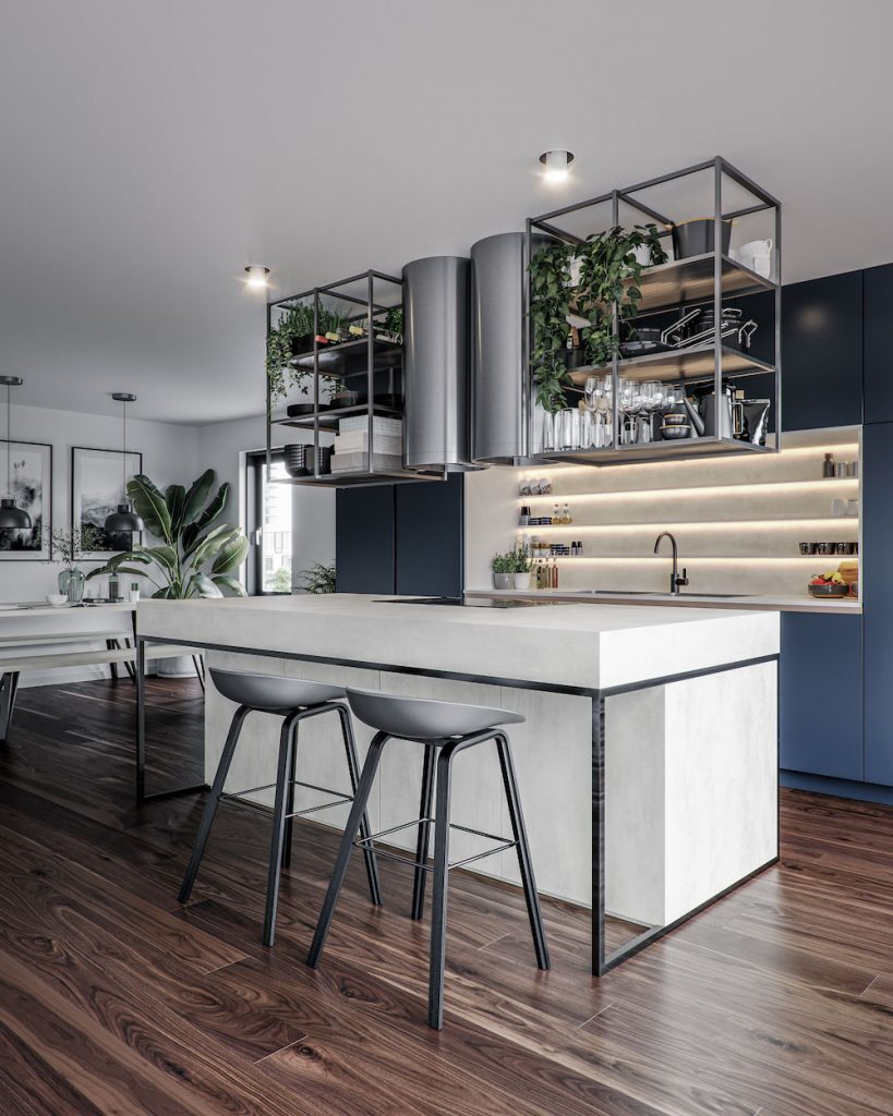 LINEA Kitchen in Matte Indigo and White Chromix -  The Kitchen Depot