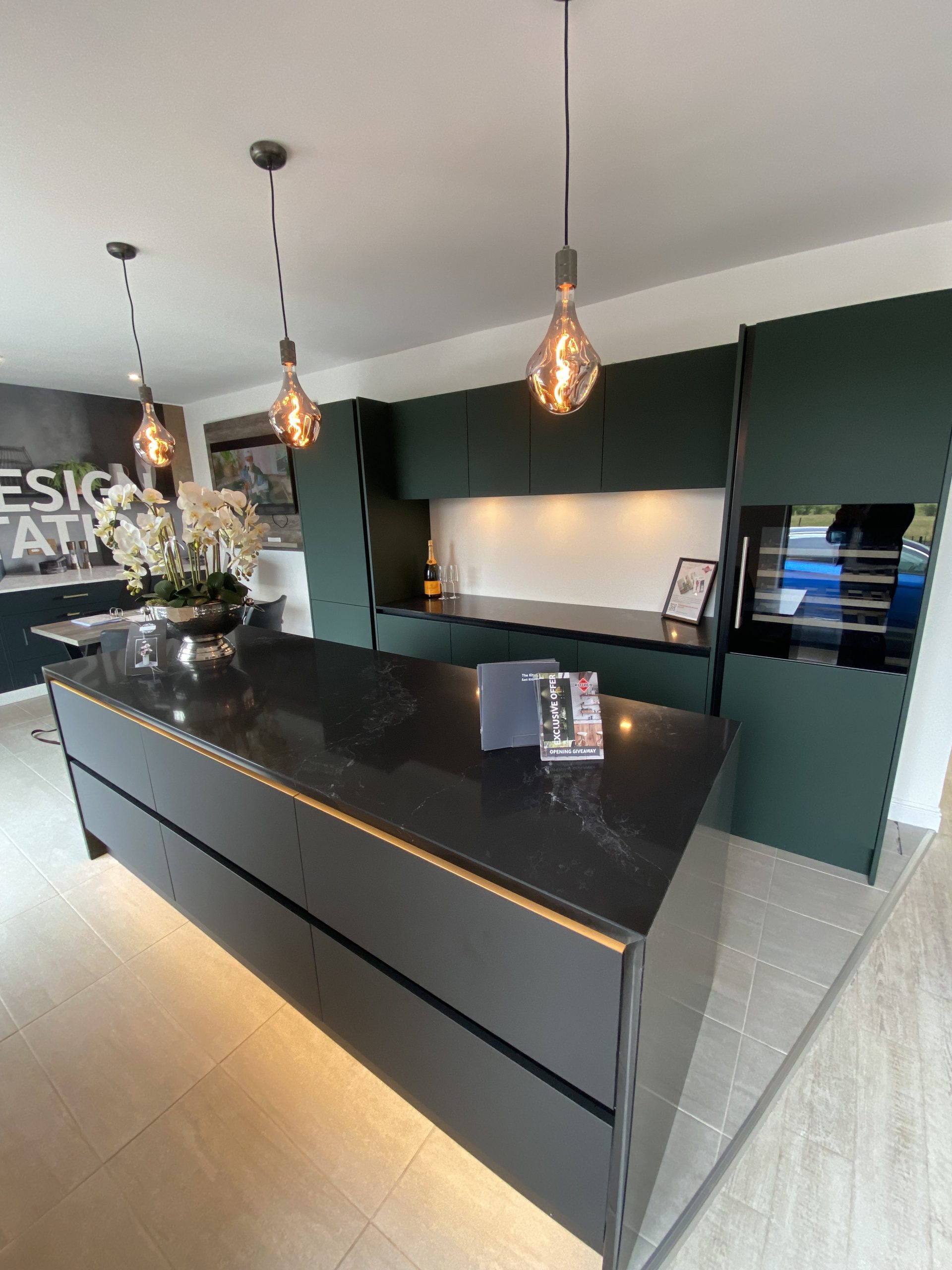 The Kitchen Depot East Kilbride Linea modern kitchen display in Heritage Green