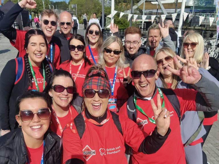 The Kitchen Depot Team at the start line of the Glasgow Kiltwalk 2024