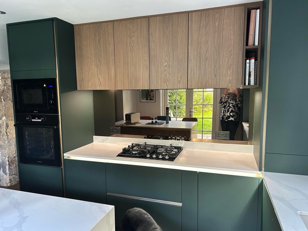 Linea Fir Green & Brown Casella Oak kitchen renovation