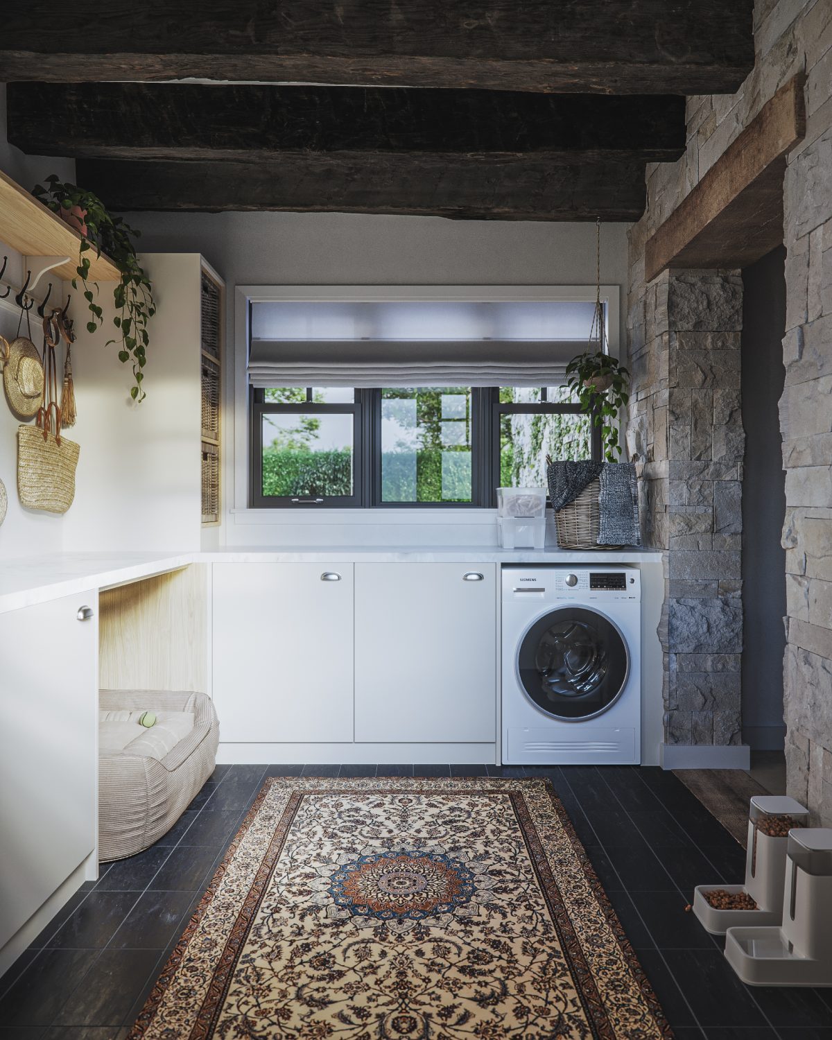 A country cottage style kitchen from The Kitchen Depot using the Walnut Chalet Oak decor.