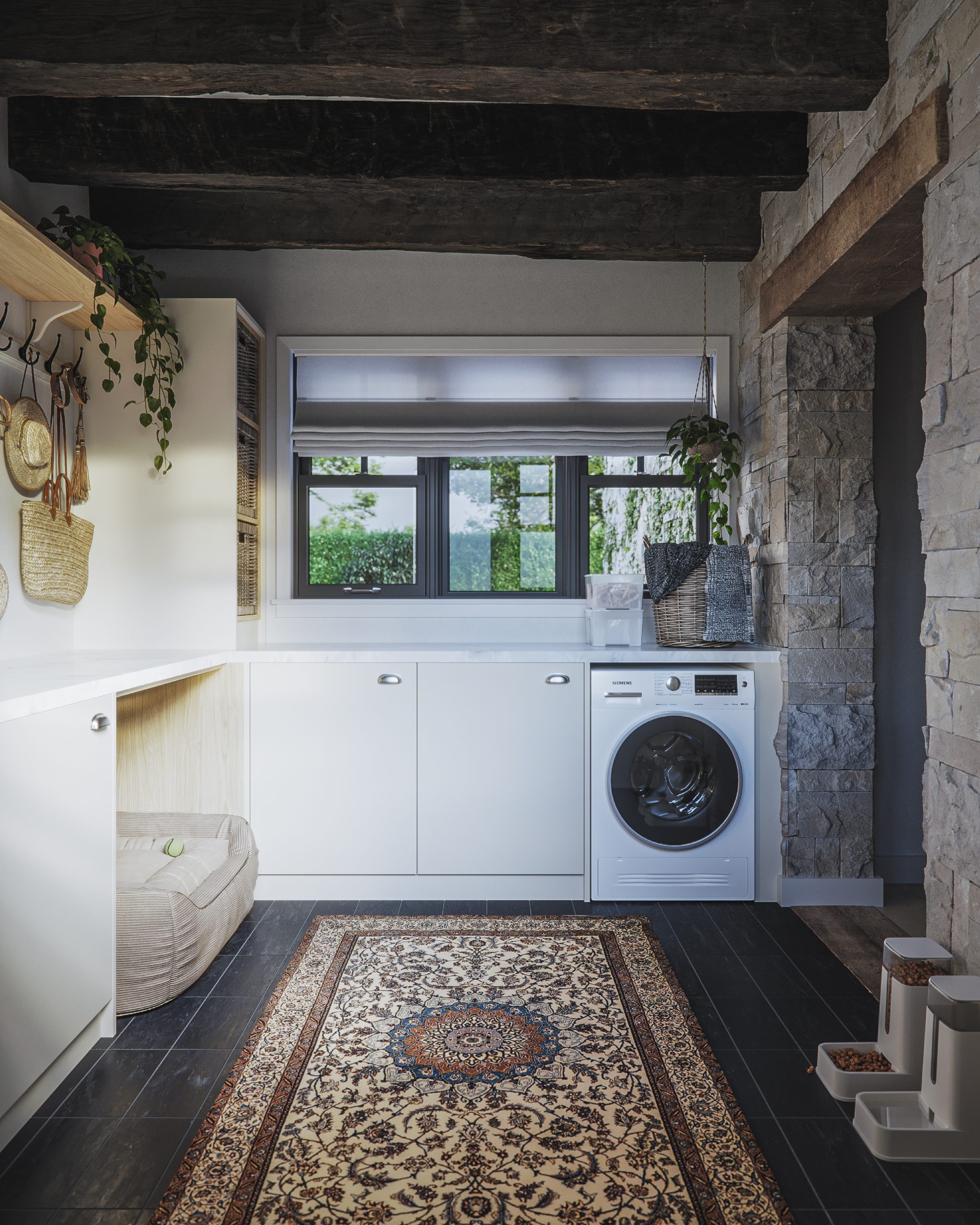 A country cottage style kitchen from The Kitchen Depot using the Walnut Chalet Oak decor.